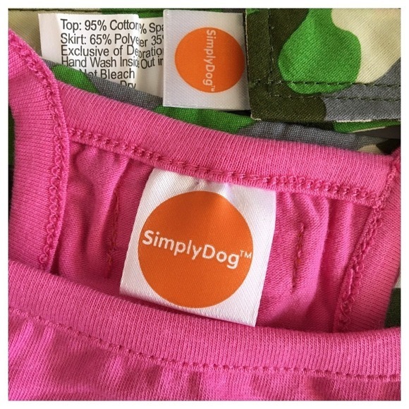NEW SimplyDog Pet Outfit 2-Piece Camo Skirt & Peace Sign Top Pink Green Size S - Picture 7 of 13